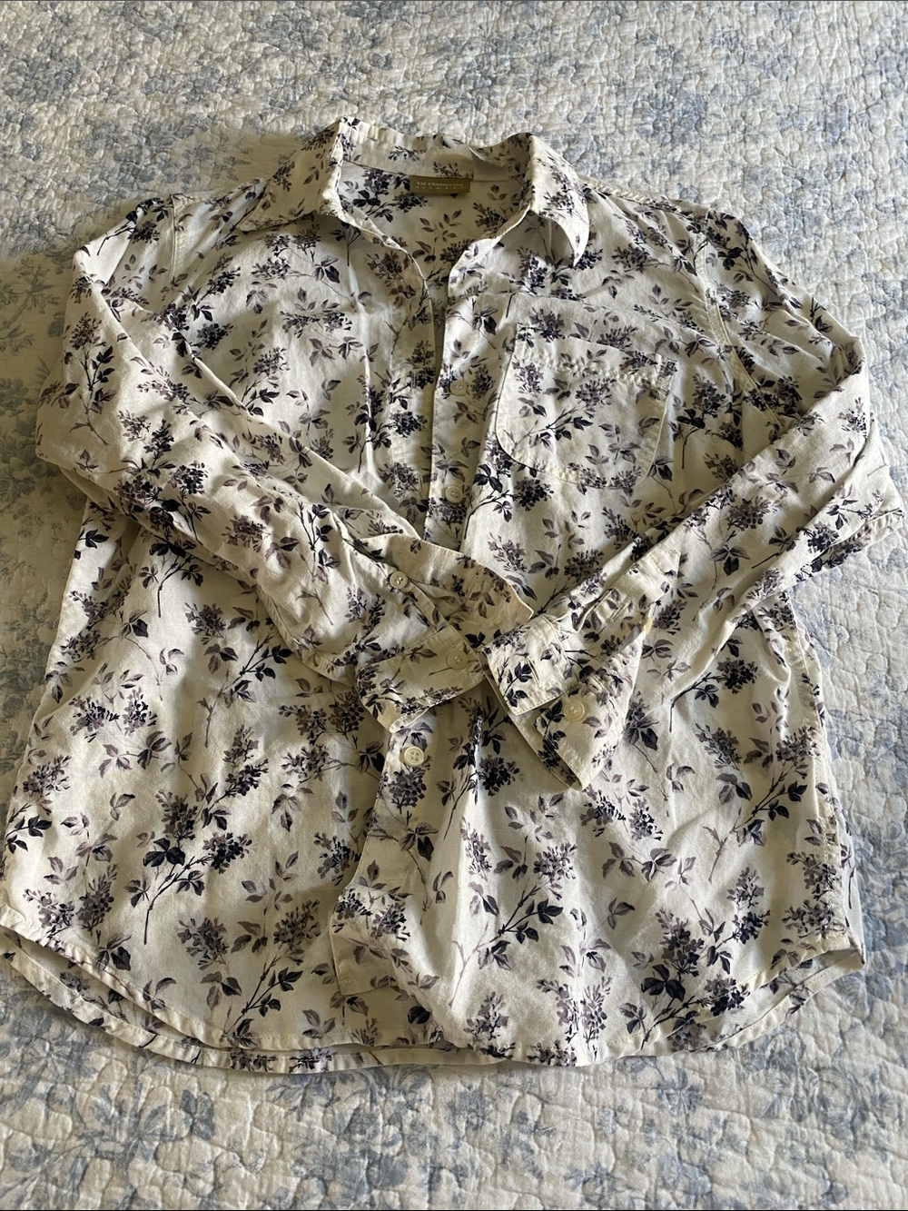 Light Cream Floral Button-Up Shirt
